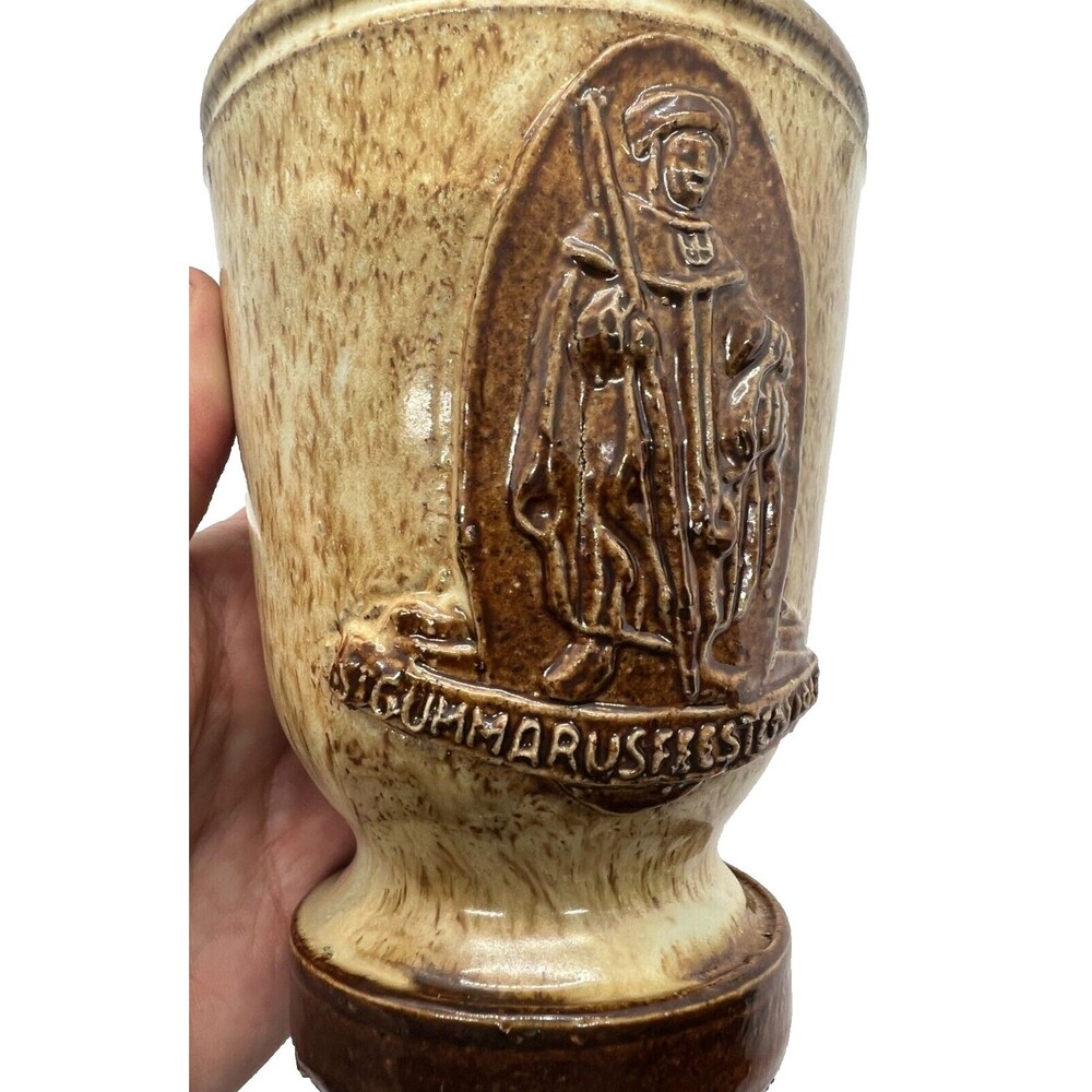 Vintage  Brown Stoneware Barrel Beer Mug  pottery goetze german 1965 germany